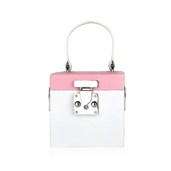 Hand Bag - Baby Pink & White