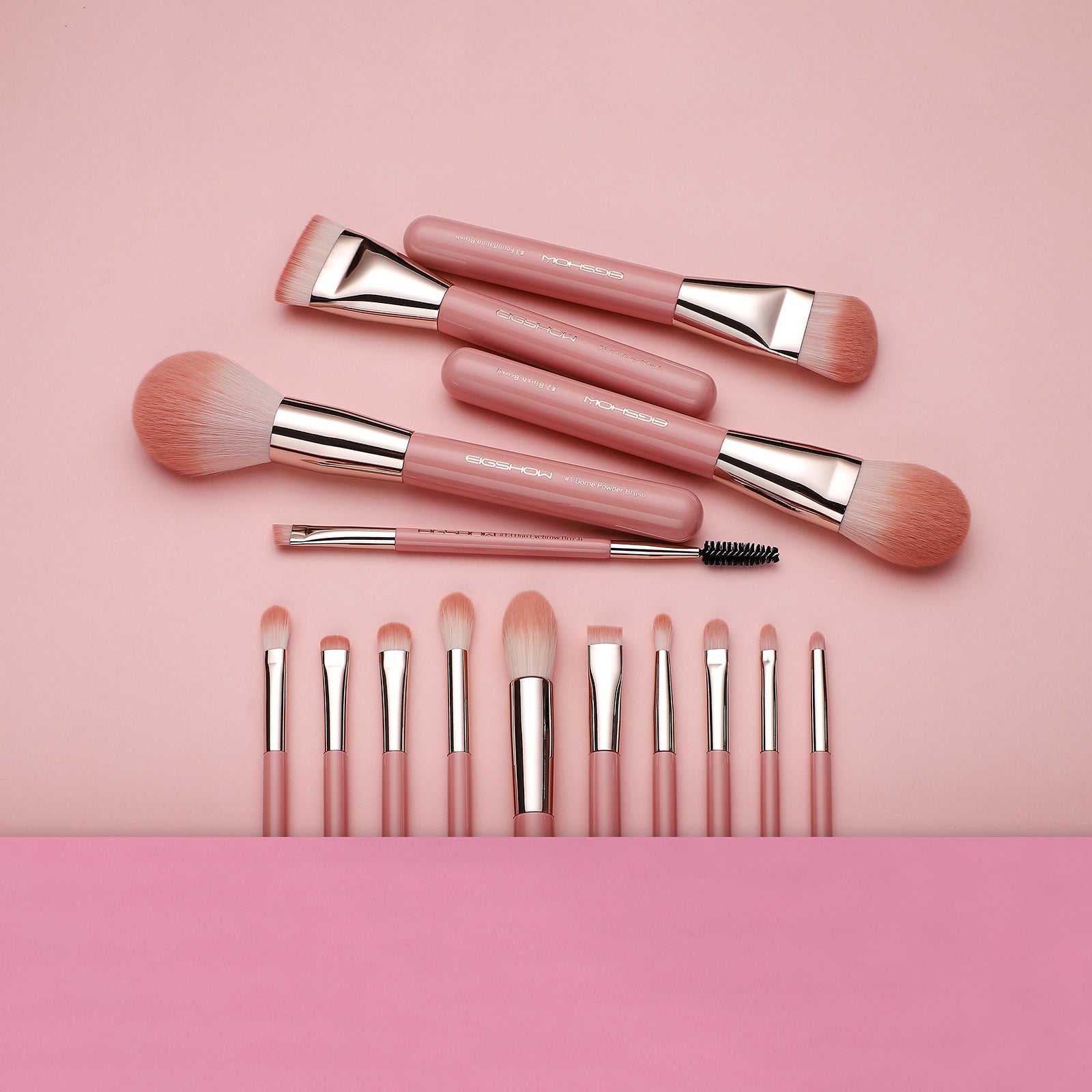 Jade series-15pcs makeup brushes kit-Mistyrose