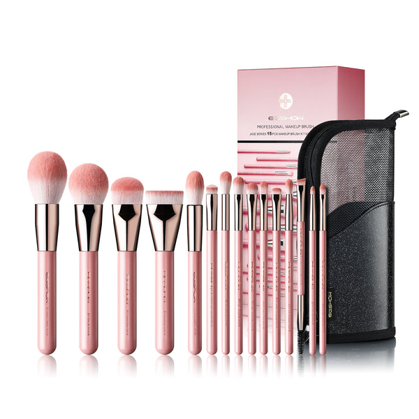 Jade series-15pcs makeup brushes kit-Mistyrose